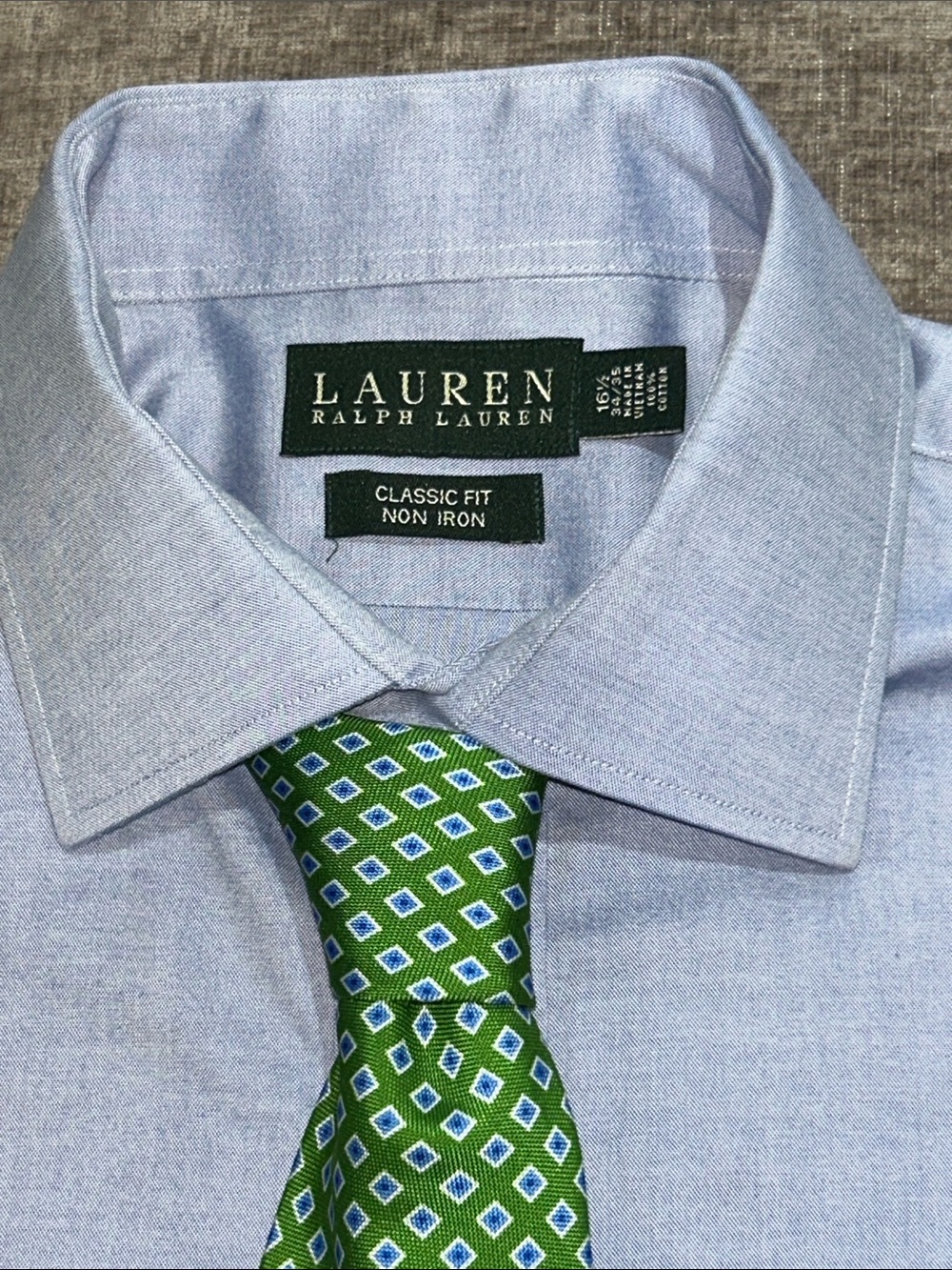 Lauren Ralph Lauren Light Blue Dress Shirt 100% silk tie 16.5